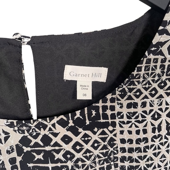 Garnet Hill 100% Silk Geometric Print 3/4 Bell Sleeve Shift Dress Size 6 - Picture 7 of 8